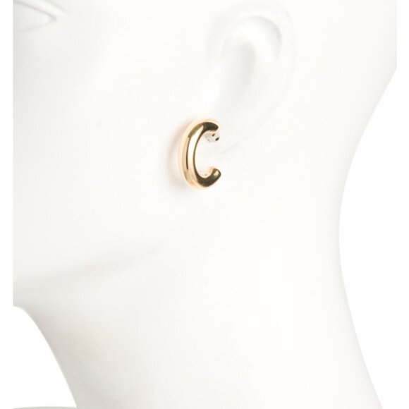 MILOR GOLD Made In Italy 14k Gold 1in Tube Hoop Earrings - Picture 2 of 4